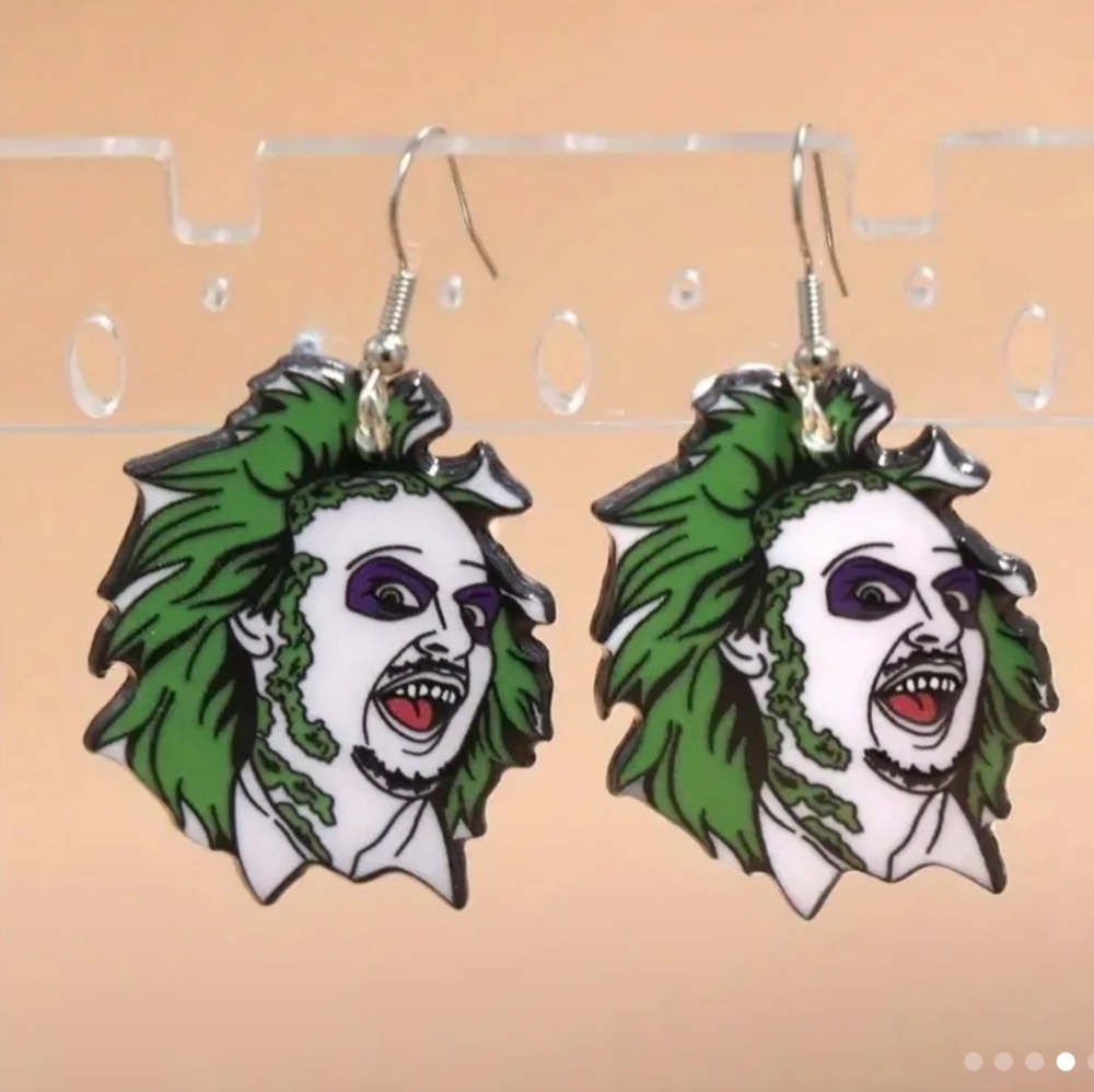 Acrylic Beetlejuice Dangle Earrings